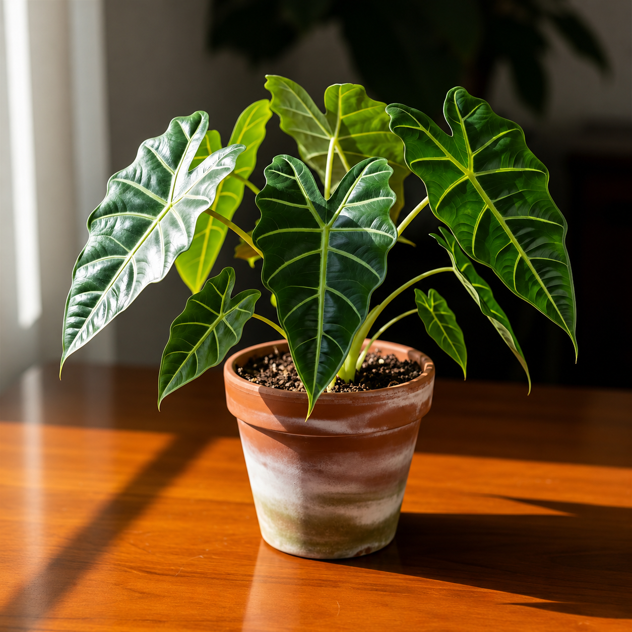 Beautiful tropical foliage plant with dramatic green leaves showcasing the lush beauty of tropical houseplants.